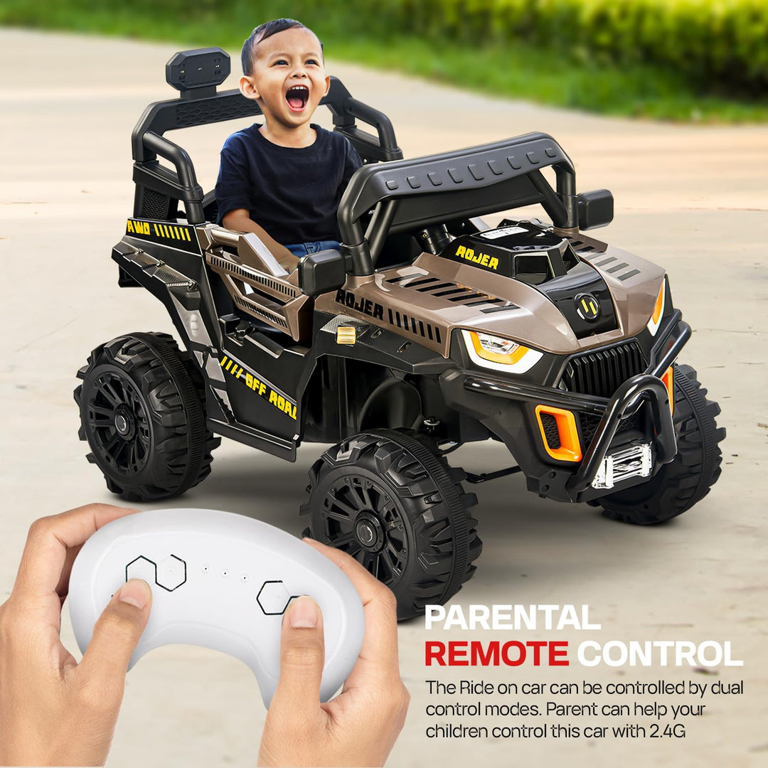 Roger Battery Operated Jeep for Kids with Remote Control, LED Light, Bluetooth & Music, Baby Electric Car Jeep, Rechargeable Car for Kids 3 to 8 Years