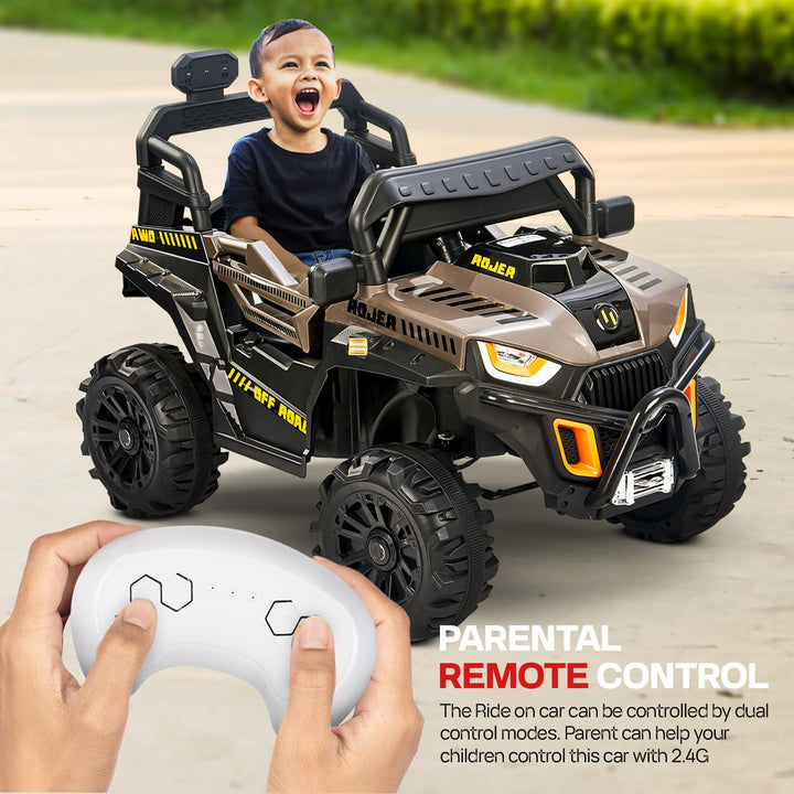 Roger Battery Operated Jeep for Kids with Remote Control, LED Light, Bluetooth & Music, Baby Electric Car Jeep, Rechargeable Car for Kids 3 to 8 Years