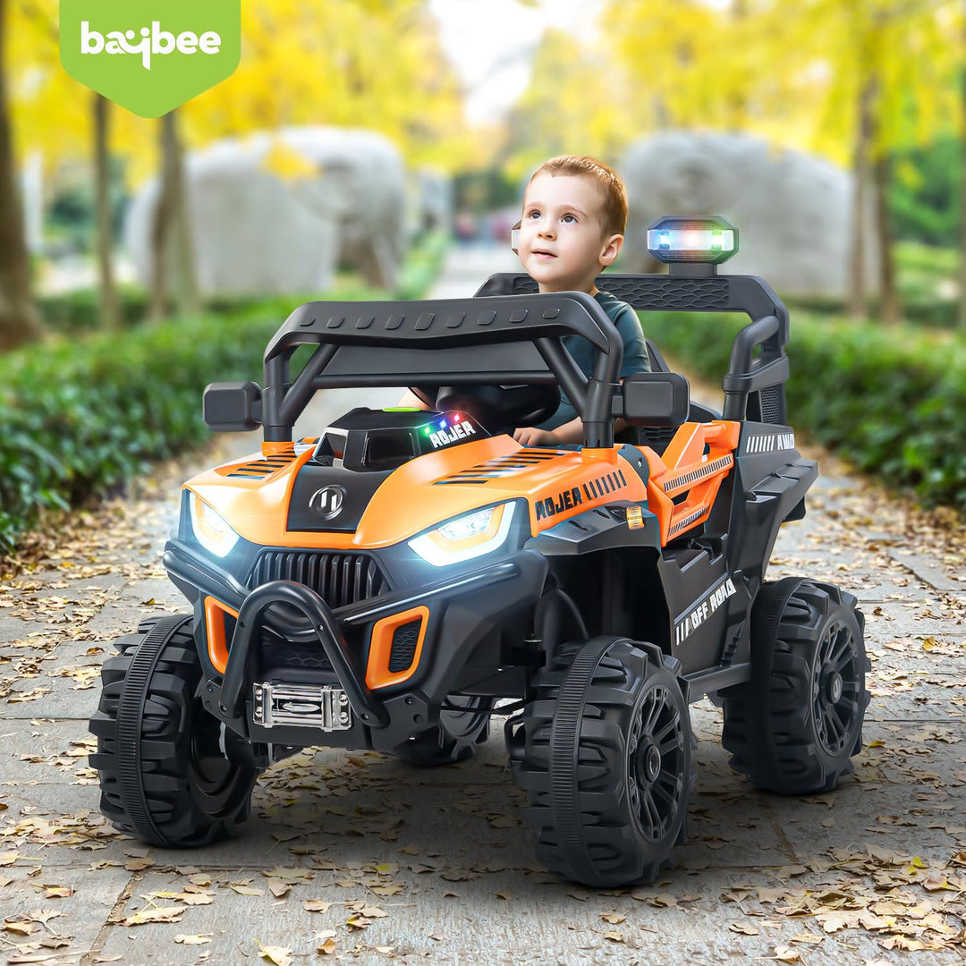 Roger Battery Operated Jeep for Kids with Remote Control, LED Light, Bluetooth & Music, Baby Electric Car Jeep, Rechargeable Car for Kids 3 to 8 Years