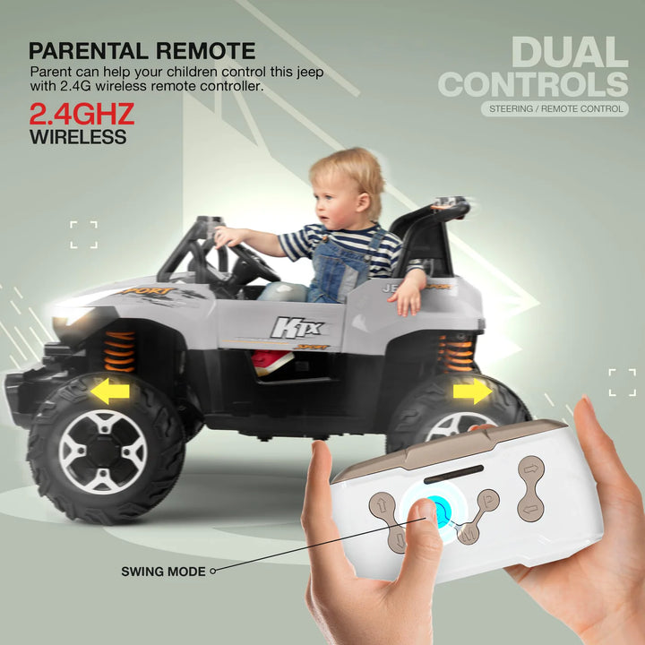 KIDZON Autobot Rechargeable Battery Operated Jeep for Kids, Ride on Toy Kids Car with Bluetooth, Music & Light