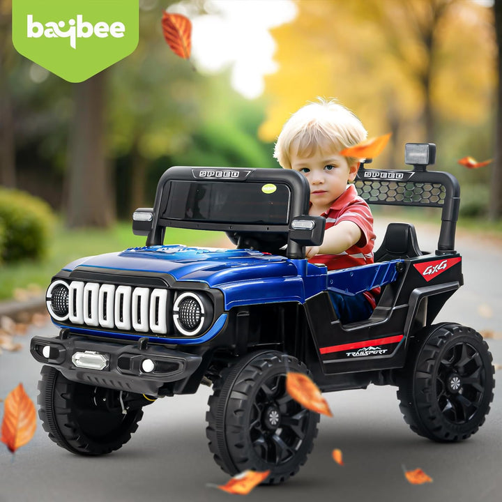 KIDZON Turbo Trek Battery Operated Jeep for Kids, Ride on Toy Baby Car with LED & RGB Light & Music, Rechargeable Electric Jeep, Big Battery Car for Kids to Drive 3 to 8 Years Boys Girls