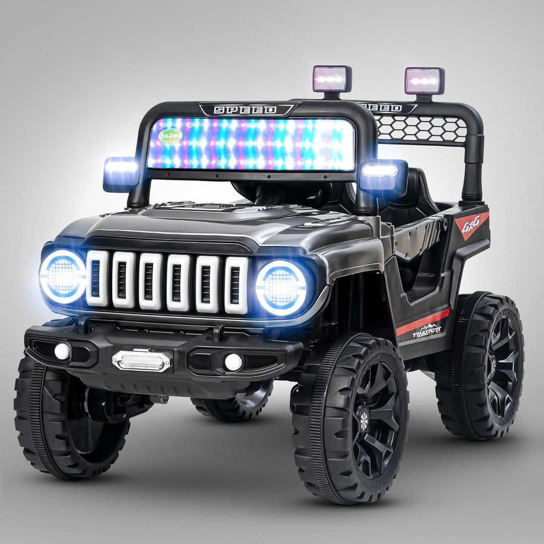 KIDZON Turbo Trek Battery Operated Jeep for Kids, Ride on Toy Baby Car with LED & RGB Light & Music, Rechargeable Electric Jeep, Big Battery Car for Kids to Drive 3 to 8 Years Boys Girls