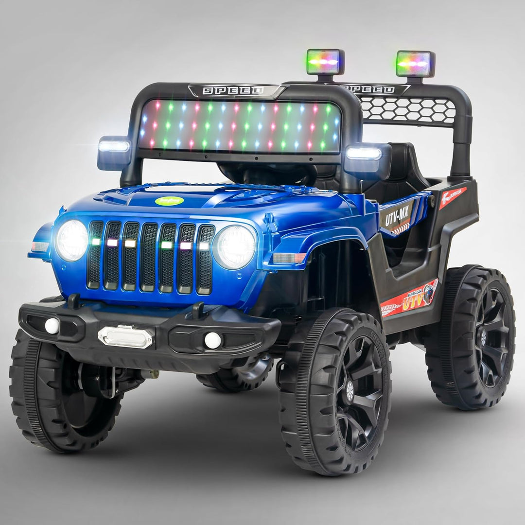 KIDZON Maxey 4x4 Battery Operated Jeep for Kids, Ride on Toy Rechargeable Baby Car with LED & RGB Light & Music, Kids Big Battery Car, Electric Jeep for Kids to Drive 3 to 8 Years Boys Girls