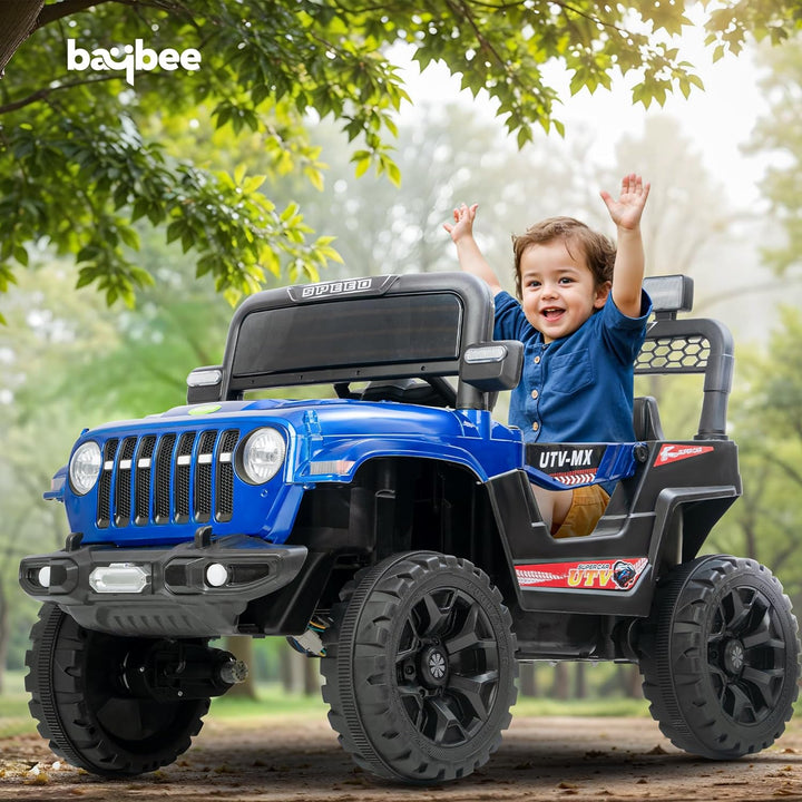 KIDZON Maxey 4x4 Battery Operated Jeep for Kids, Ride on Toy Rechargeable Baby Car with LED & RGB Light & Music, Kids Big Battery Car, Electric Jeep for Kids to Drive 3 to 8 Years Boys Girls