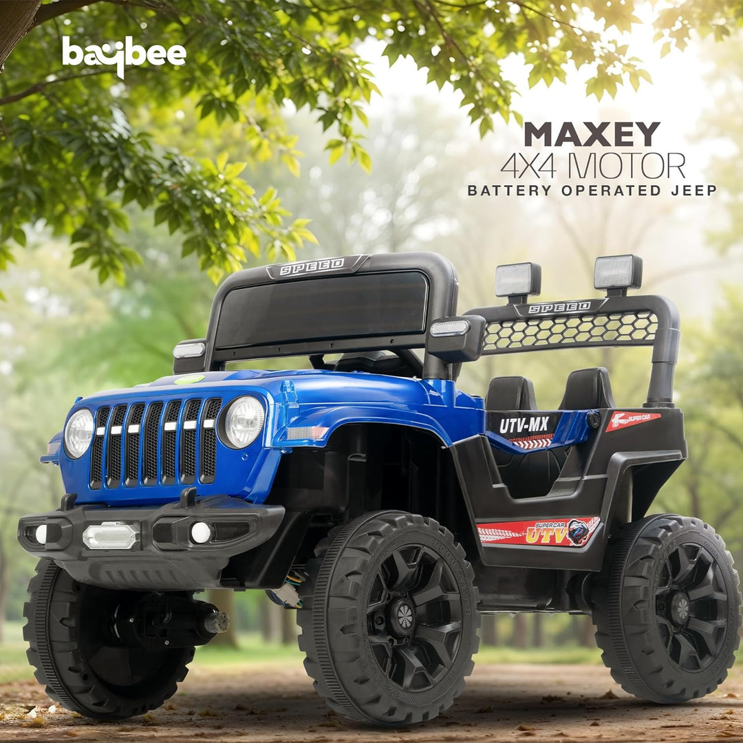 KIDZON Maxey 4x4 Battery Operated Jeep for Kids, Ride on Toy Rechargeable Baby Car with LED & RGB Light & Music, Kids Big Battery Car, Electric Jeep for Kids to Drive 3 to 8 Years Boys Girls