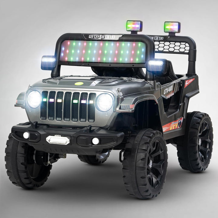 KIDZON Maxey 4x4 Battery Operated Jeep for Kids, Ride on Toy Rechargeable Baby Car with LED & RGB Light & Music, Kids Big Battery Car, Electric Jeep for Kids to Drive 3 to 8 Years Boys Girls