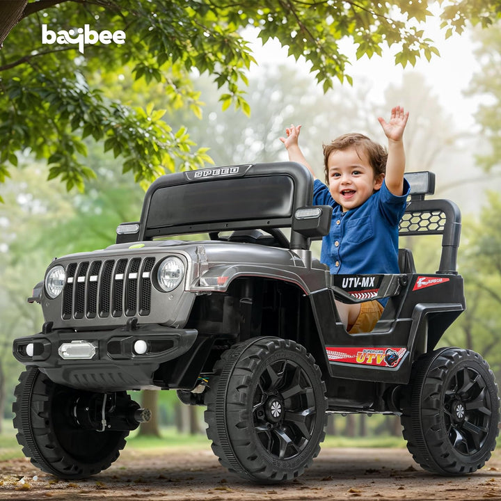 KIDZON Maxey 4x4 Battery Operated Jeep for Kids, Ride on Toy Rechargeable Baby Car with LED & RGB Light & Music, Kids Big Battery Car, Electric Jeep for Kids to Drive 3 to 8 Years Boys Girls