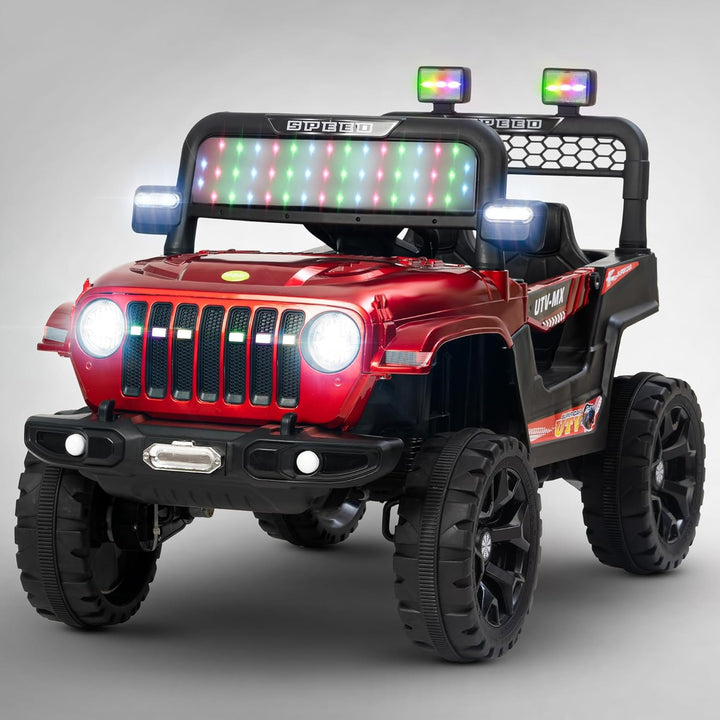 KIDZON Maxey 4x4 Battery Operated Jeep for Kids, Ride on Toy Rechargeable Baby Car with LED & RGB Light & Music, Kids Big Battery Car, Electric Jeep for Kids to Drive 3 to 8 Years Boys Girls