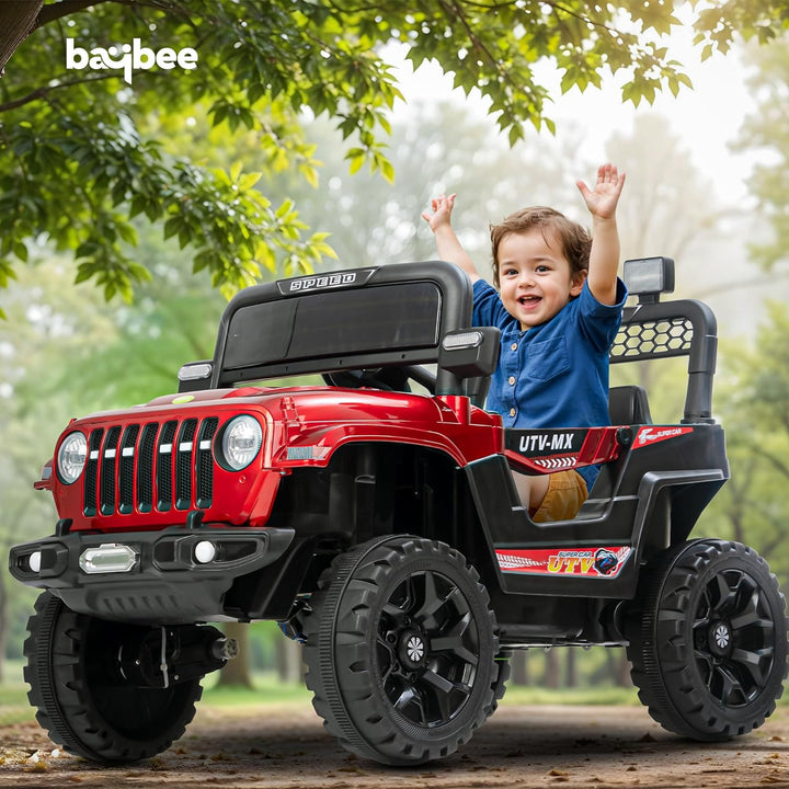 KIDZON Maxey 4x4 Battery Operated Jeep for Kids, Ride on Toy Rechargeable Baby Car with LED & RGB Light & Music, Kids Big Battery Car, Electric Jeep for Kids to Drive 3 to 8 Years Boys Girls