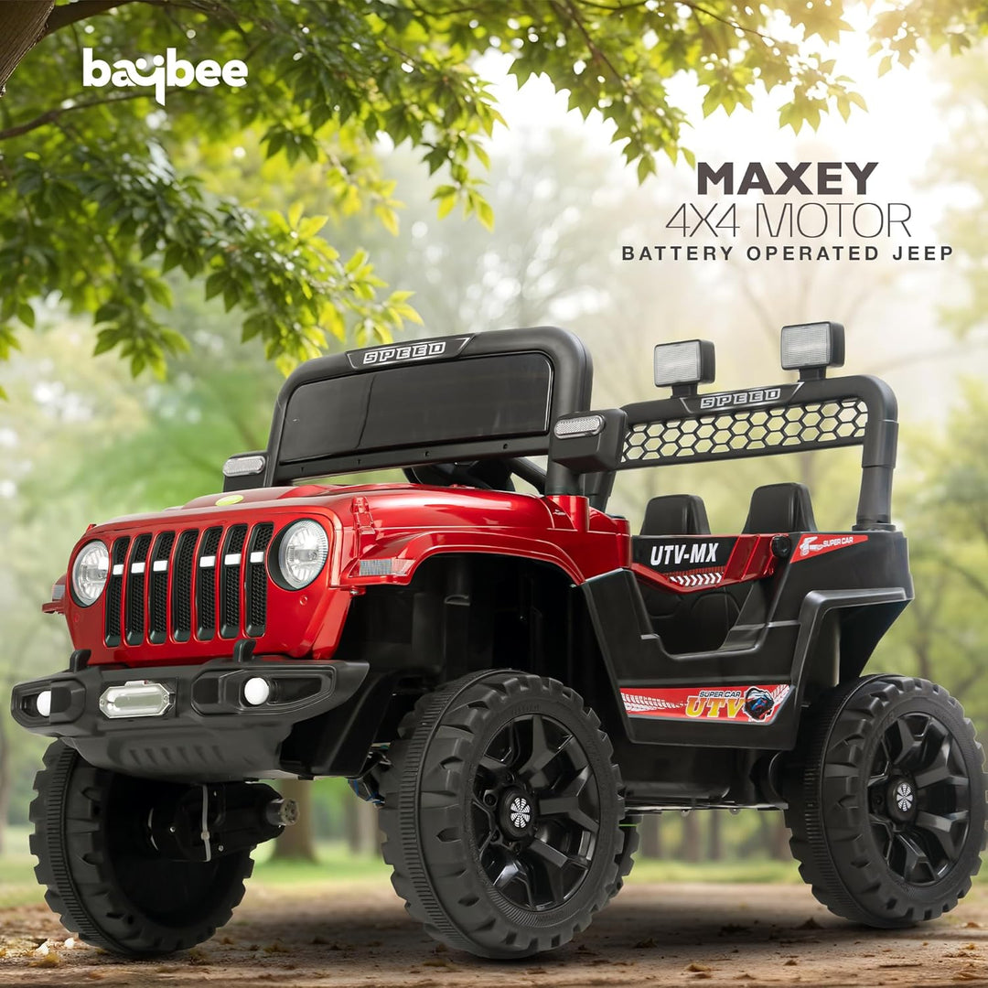 KIDZON Maxey 4x4 Battery Operated Jeep for Kids, Ride on Toy Rechargeable Baby Car with LED & RGB Light & Music, Kids Big Battery Car, Electric Jeep for Kids to Drive 3 to 8 Years Boys Girls