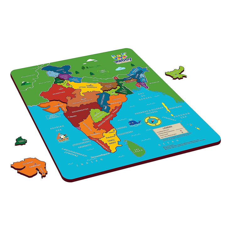 Webby Wooden Educational India Political Map States Capital Learning, Board Puzzle