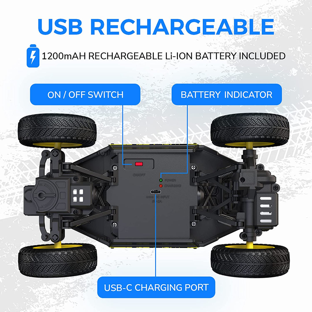 Mirana USB Rechargeable Monster Truck | ATV Remote Car with Nitro Boost, Spring Suspensions, InBuilt Battery | Fun RC Toy and Gift for Kids and Boys