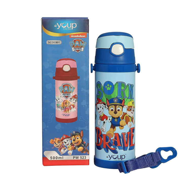 Youp Stainless Steel Green Color Paw Patrol Kids Insulated Double Wall Sipper Bottle Scooby - 500 ml