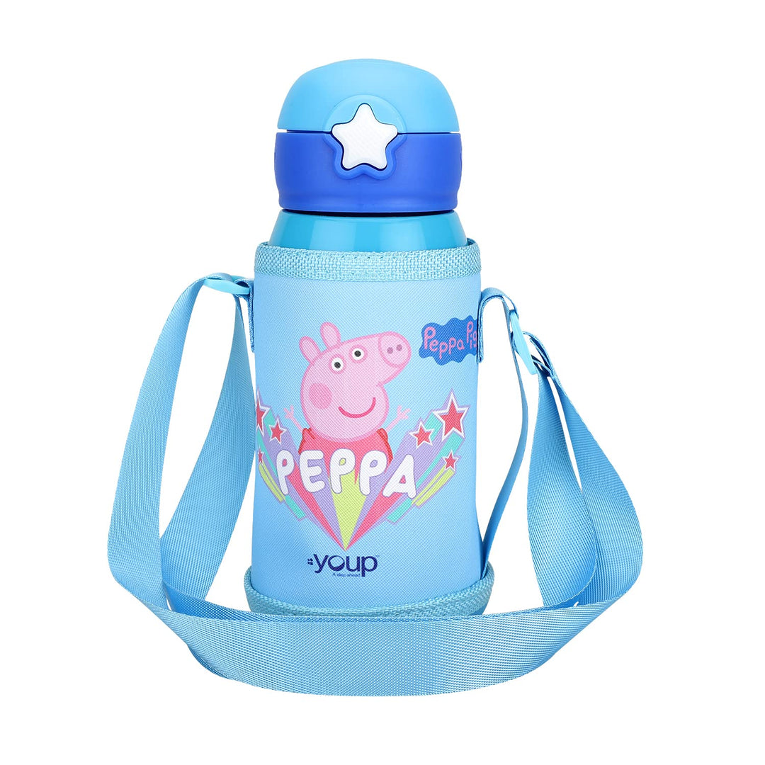 Youp Stainless Steel Pink Color Peppa Pig Kids Insulated Double Wall Sipper Bottle Zippy - 550 ml