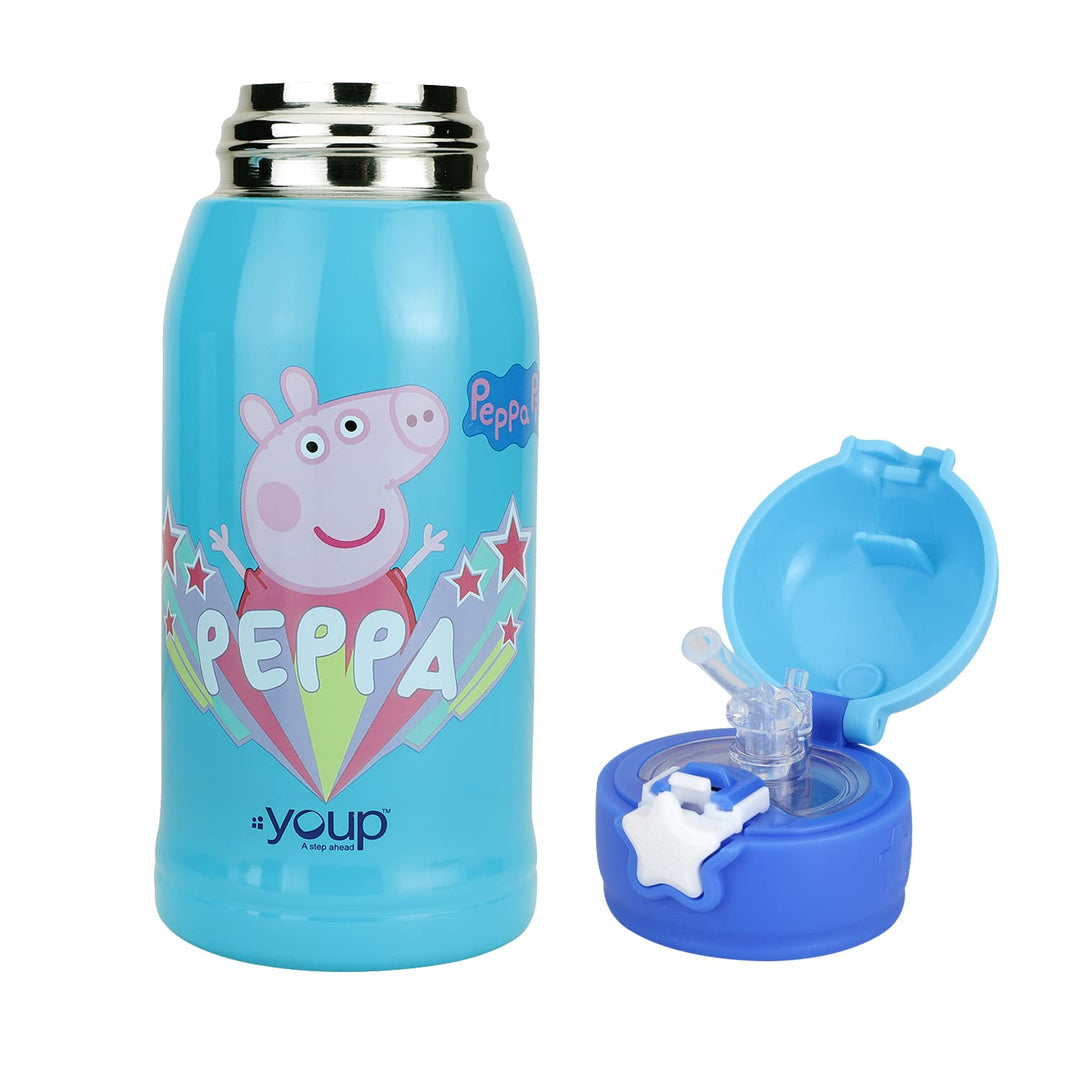 Youp Stainless Steel Pink Color Peppa Pig Kids Insulated Double Wall Sipper Bottle Zippy - 550 ml