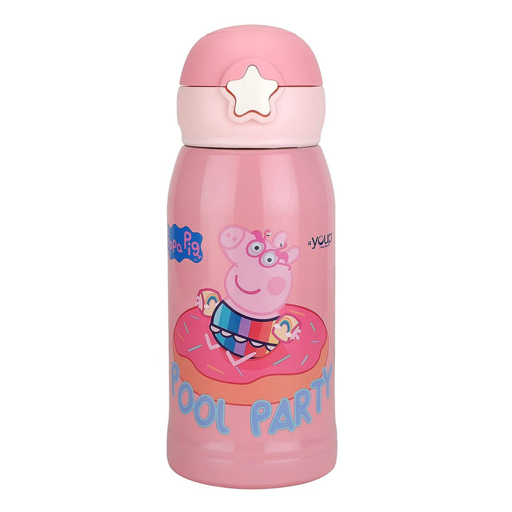 Youp Stainless Steel Pink Color Peppa Pig Kids Insulated Double Wall Sipper Bottle Zippy - 550 ml