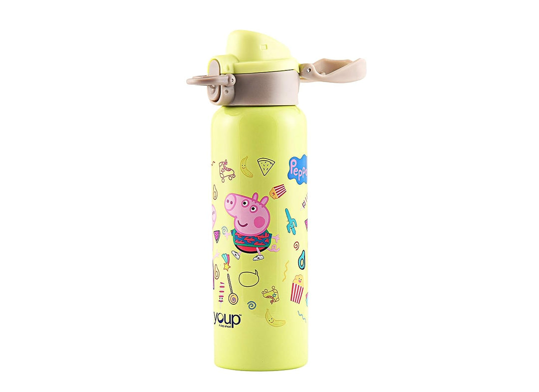 YOUP Stainless Steel Sky Blue Color Peppa Pig Kids Insulated Double Wall Water Bottle Lyra - 600 ml