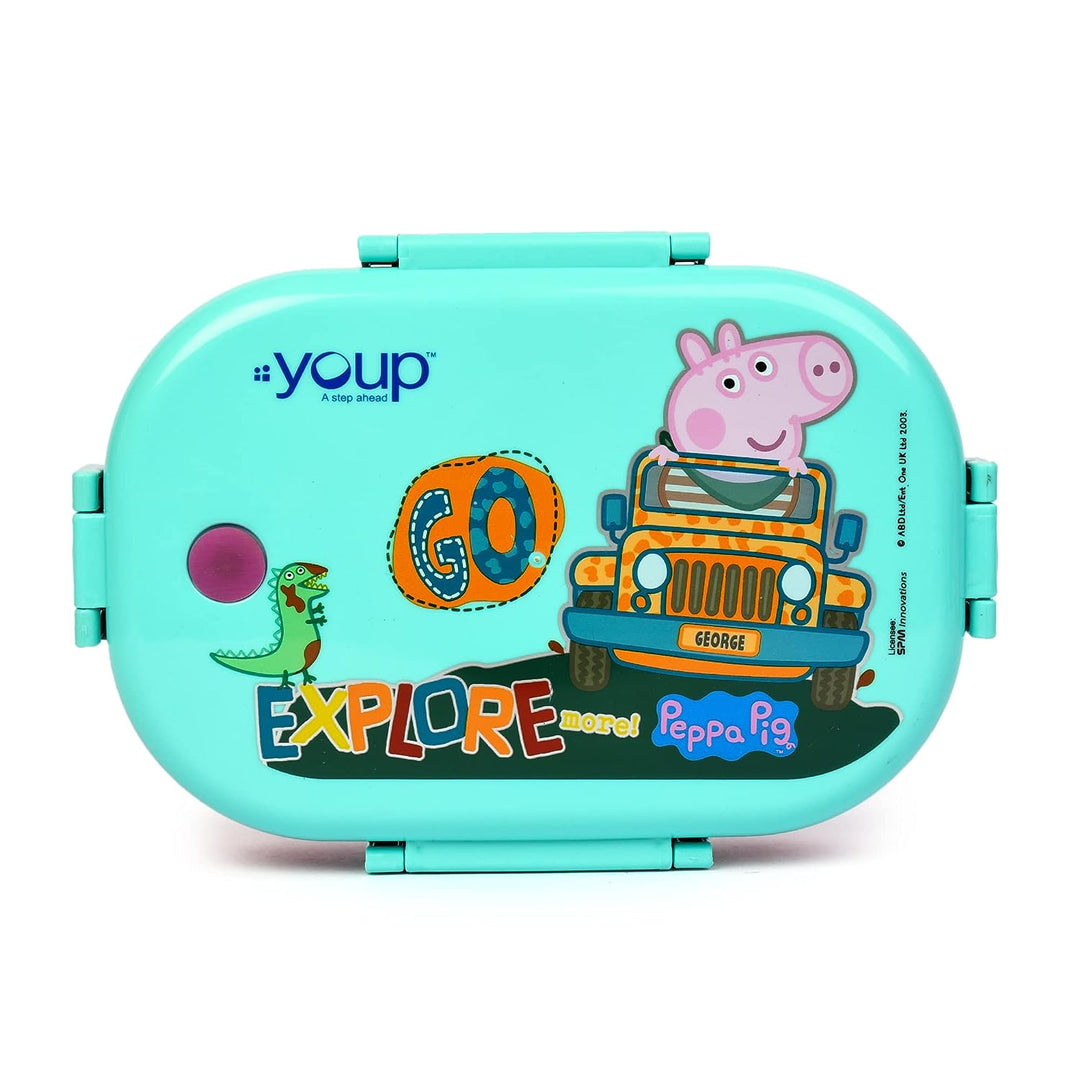 YOUP Stainless Steel Pink Color Peppa Pig Theme Kids Lunch Box Happy BITE 700 ml