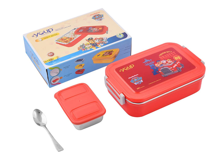 YOUP Stainless Steel Insulated Yellow Color Paw Patrol Kids Lunch Box Tasty Bites - 850 ml