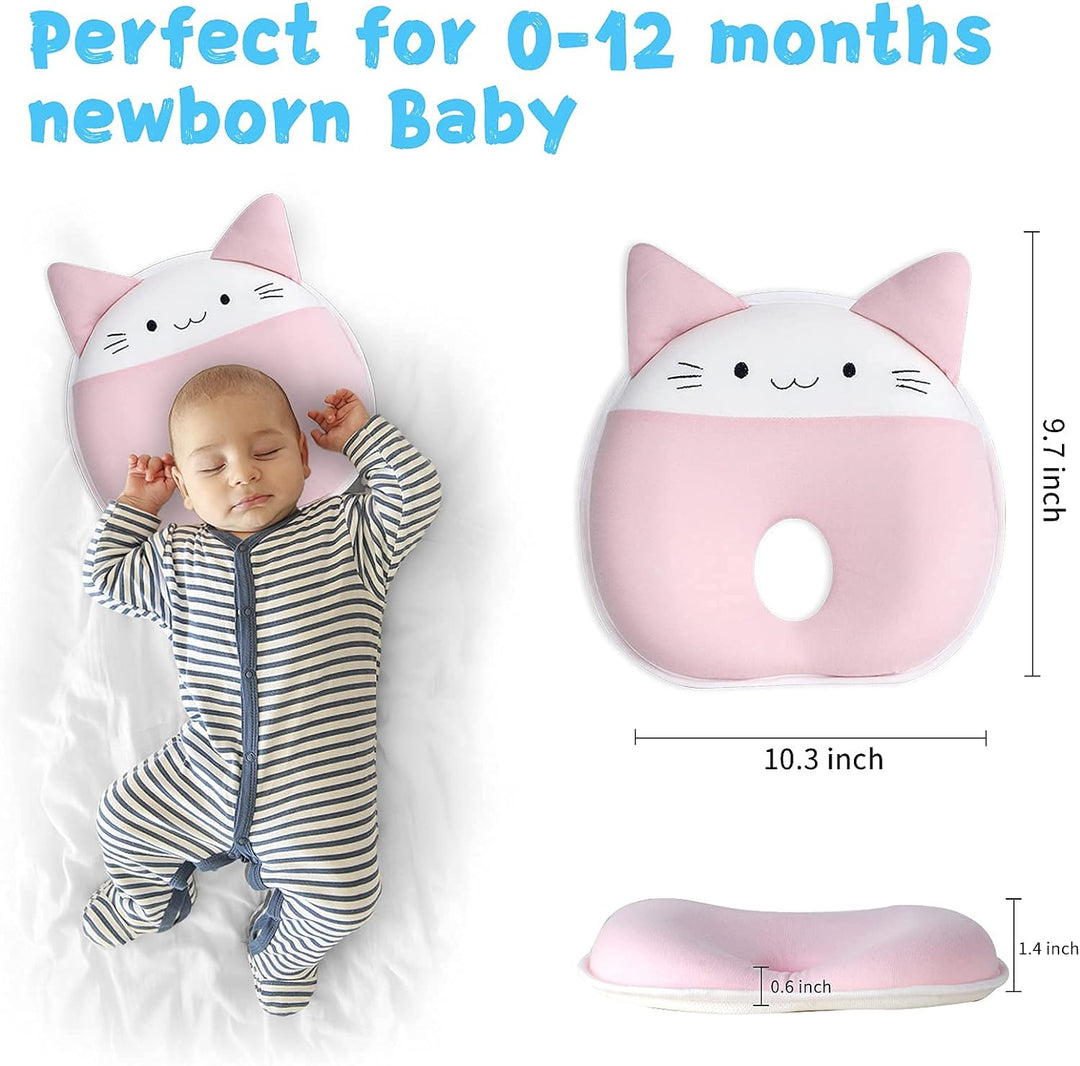 Baby Pillow for Newborn Prevent Flat Head, Baby Pillows for Sleeping, Baby Memory Foam Pillow for 0-12