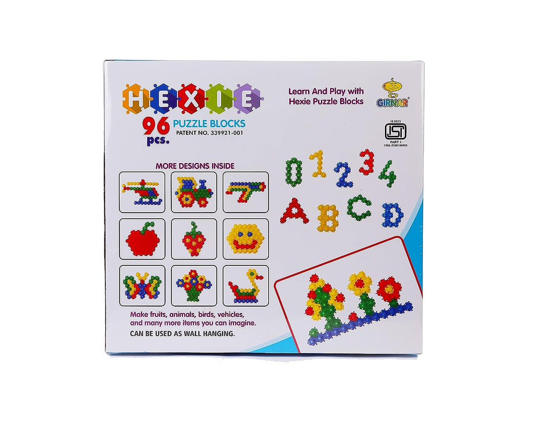Girnar Hexie Puzzle Blocks 120 Pcs, Multicolor