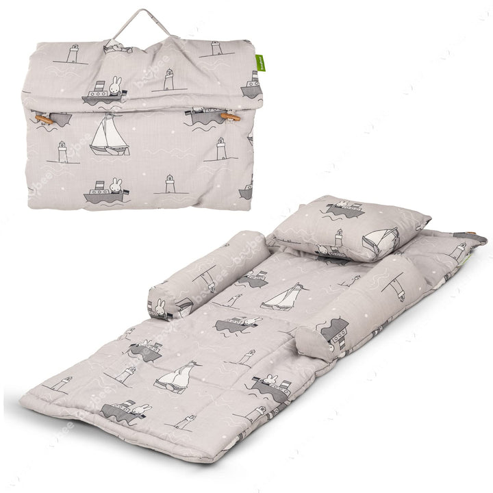 Thick New Born Baby Bedding Mattress/Gadda Bed Set for Babies with 2 Side Bolster & Head Pillow | Baby Sleeping Bed for 0 to 6 Months | 4 Pcs Printed Baby Bedding Set for Boys Girls
