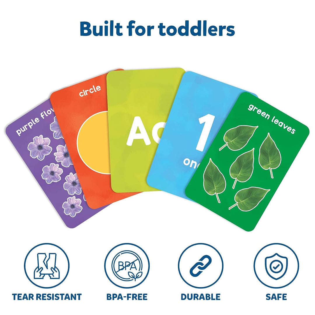 Skillmatics Thick Flash Cards for Toddlers - Letters, Numbers, Shapes & Colors, 3 in 1 Educational Game, Learning Activities for 18 Months to 4 Years