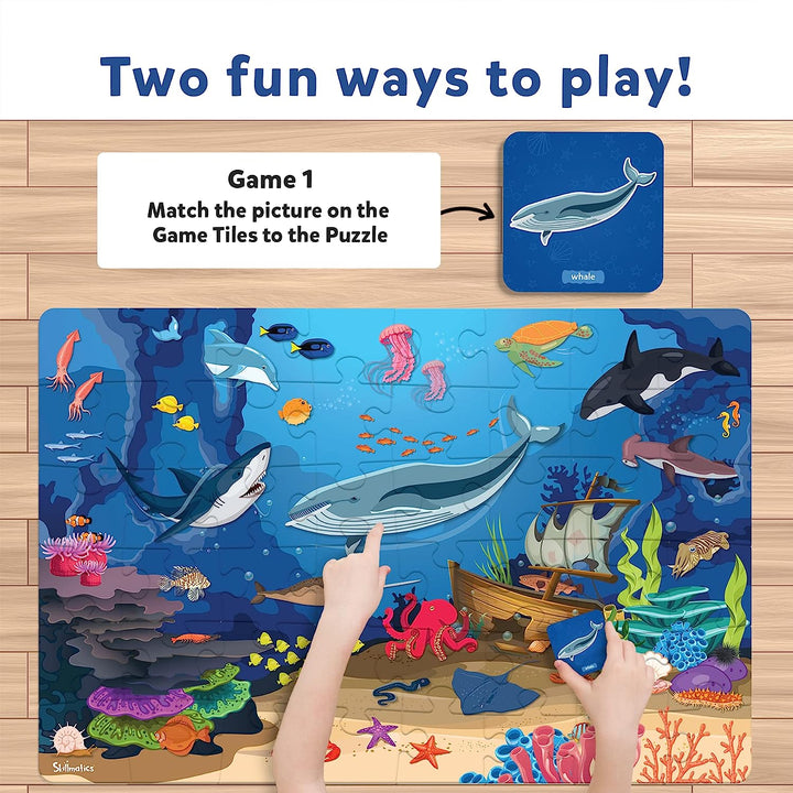 Skillmatics Floor Puzzle & Game - Piece & Play Underwater Animals, Jigsaw Puzzle (48 Pieces, 2 x 3 feet), Ages 3 to 7