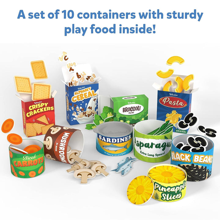 Skillmatics Grocery Set - 10 Containers with Play Food Inside, Realistic Pretend Play Toys
