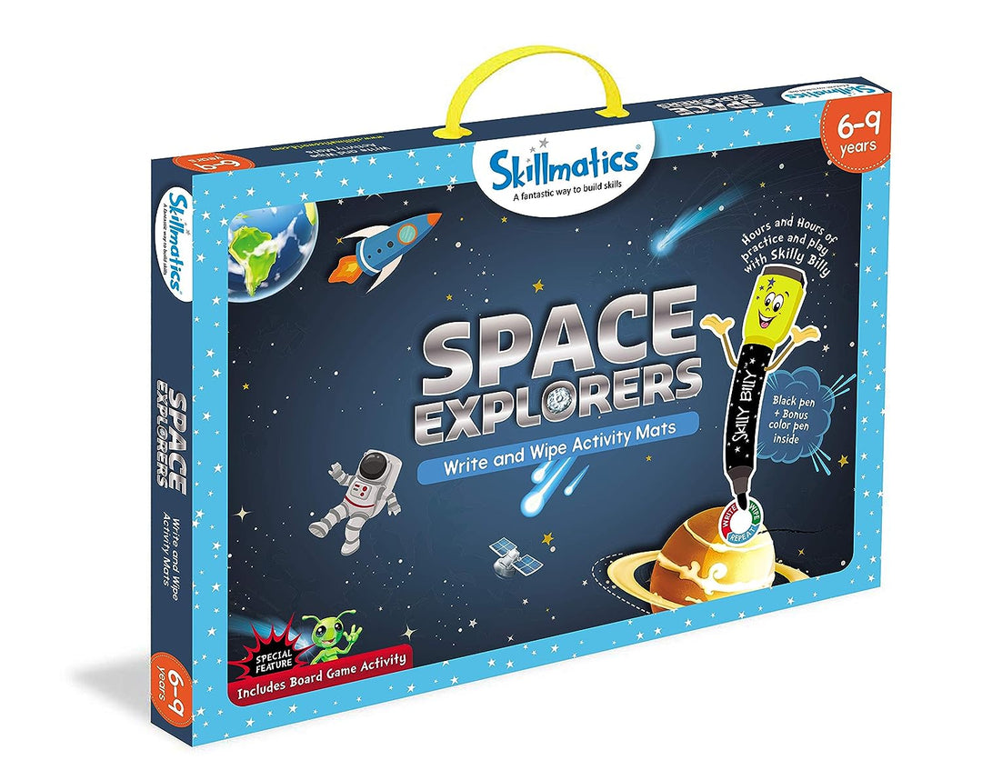 Skillmatics Educational Game-Space Explorers, Reusable Activity Mats With 2 Dry Erase Markers, Gifts For Ages 6 To 9, Multi color