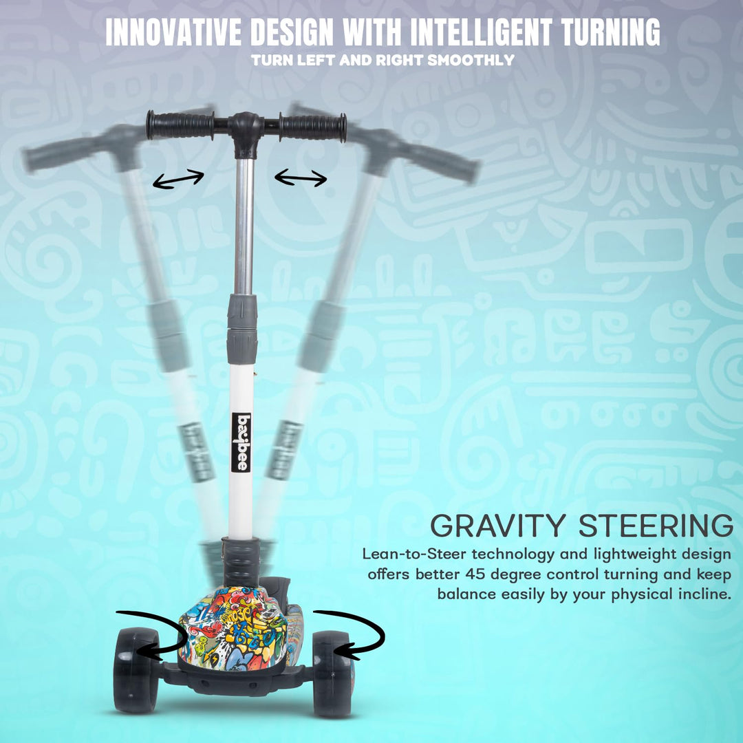 Grafittic Kick Scooter for Kids for Kids 2 to 10 Years Boy Girl (Stiletto Blue)