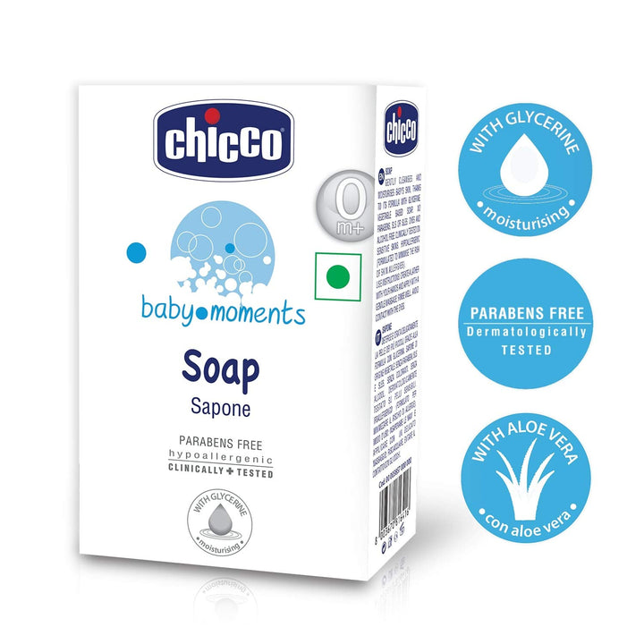 Chicco Baby Moments Soap, Moisturising and Nourishing, 0m+, Dermatologically tested, Paraben free
