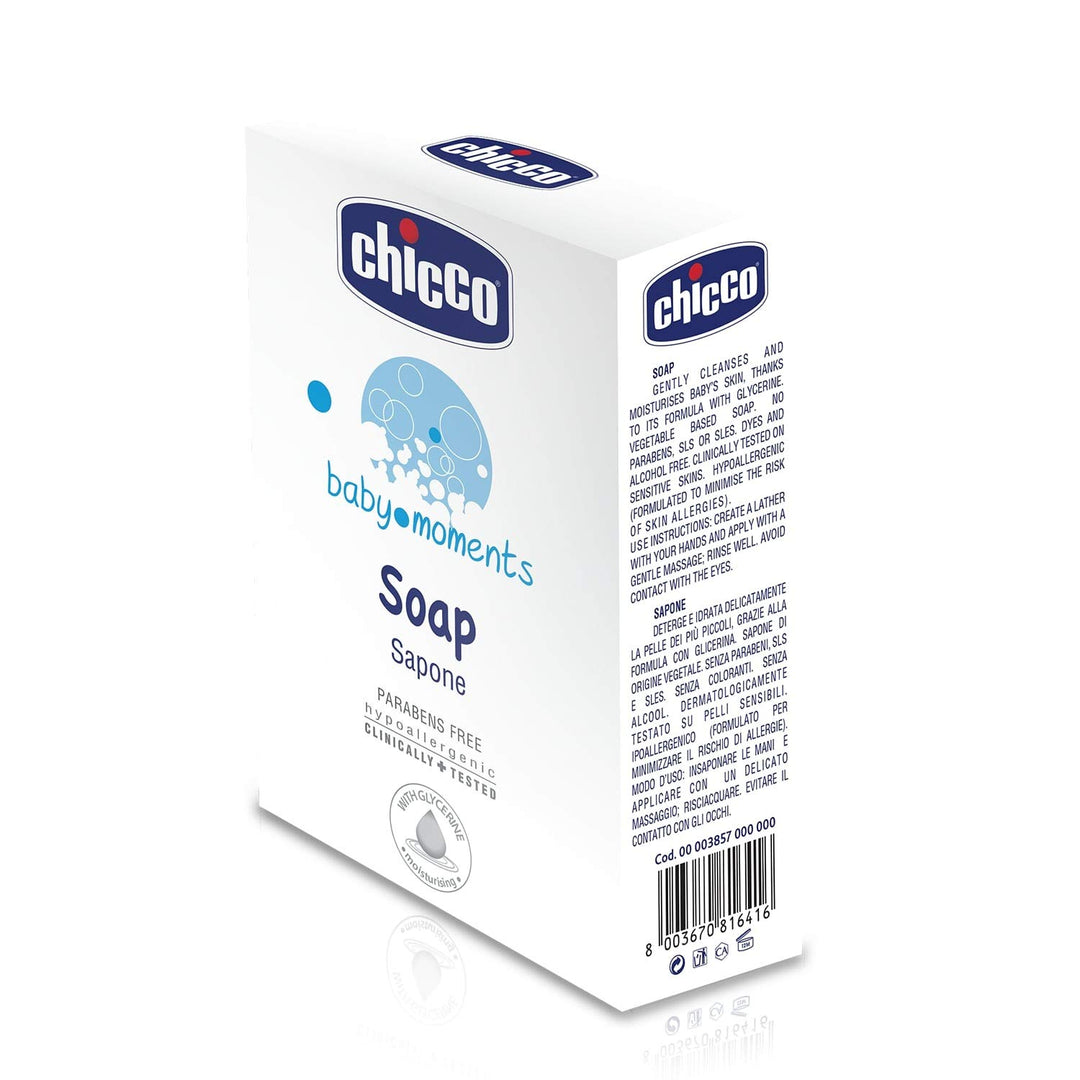 Chicco Baby Moments Soap, Moisturising and Nourishing, 0m+, Dermatologically tested, Paraben free