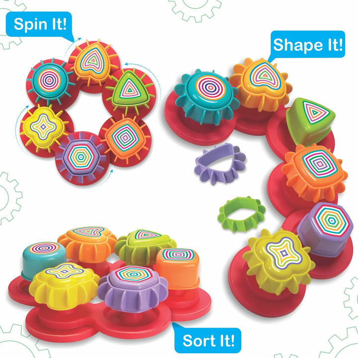 Toymate Spinning Joy - A Shape ‘N’ Spin Gear Sorter. A Developmental Activity Toy for Kids Ages 2-4+. Toddlers Sortering Game with Multiple Colors and Shapes.