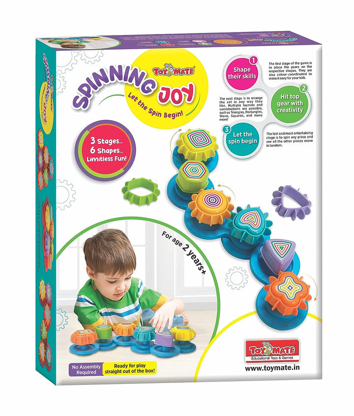 Toymate Spinning Joy - A Shape ‘N’ Spin Gear Sorter. A Developmental Activity Toy for Kids Ages 2-4+. Toddlers Sortering Game with Multiple Colors and Shapes.