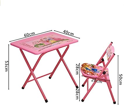 Foldable Children's Chair, Portable Cartoon Activity Table/Desk/Dining Table,for 3-8 Years Boys and Girls - Including Table and 1 Chair