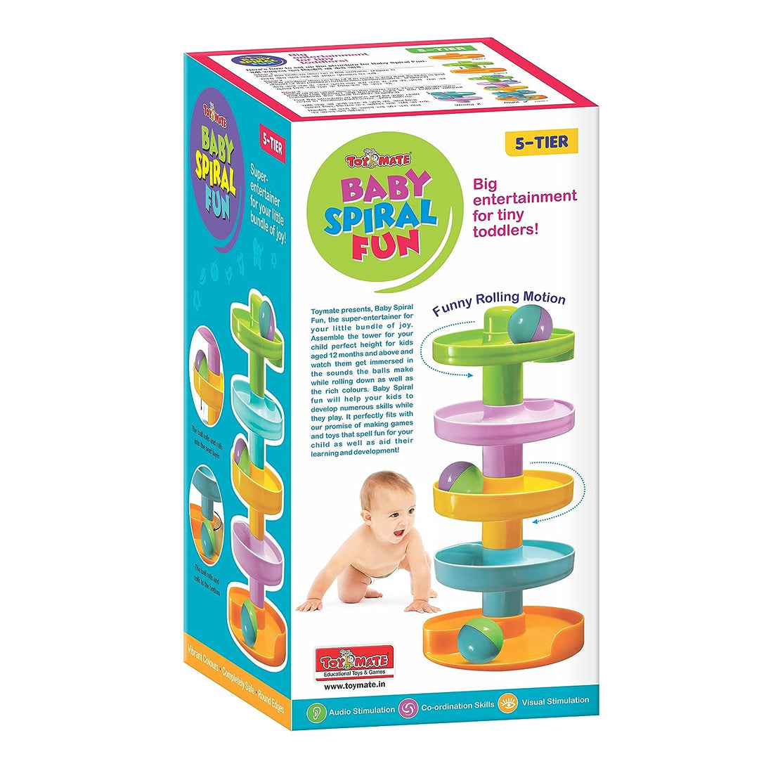 Toymate Baby Spiral Fun-A Roll Ball Toy With 6 Layer Ball Drop Tower Run With Roll Swirling Ramps For Baby And Toddler Educational Development Toy Set, Multi color