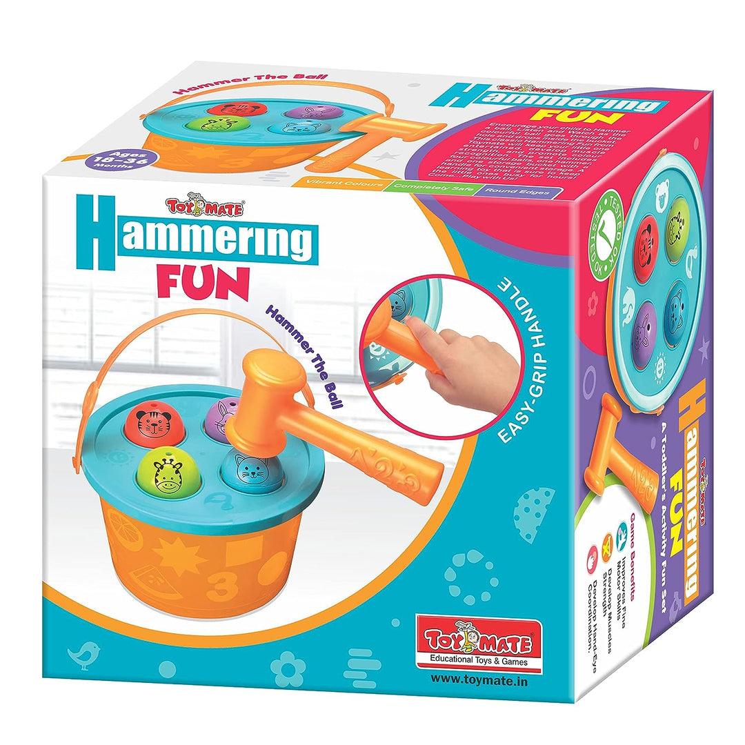 Toymate Hammering Fun - 4 Balls & 1 Basket Knock Pounding Fine Motor