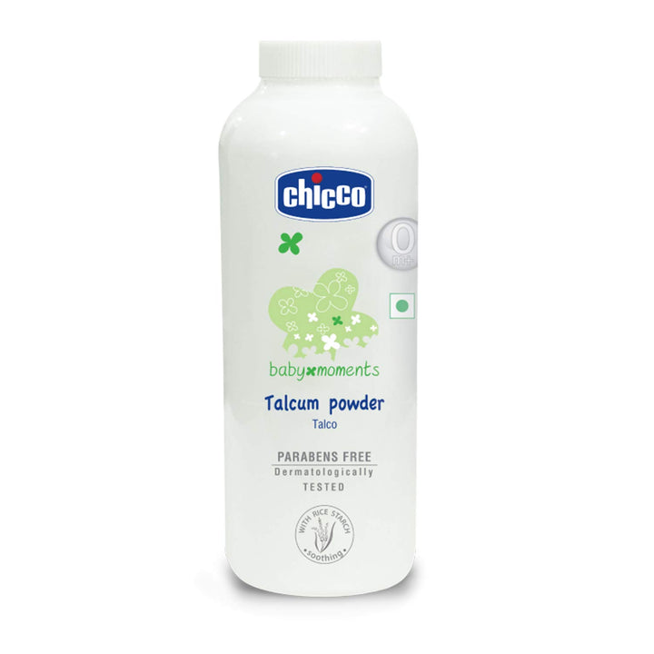 Chicco Baby Moments Talcum Powder, Soothes & Moisturises Baby’s Skin, Vegetarian, Dermatologically tested, Paraben free, 0m+