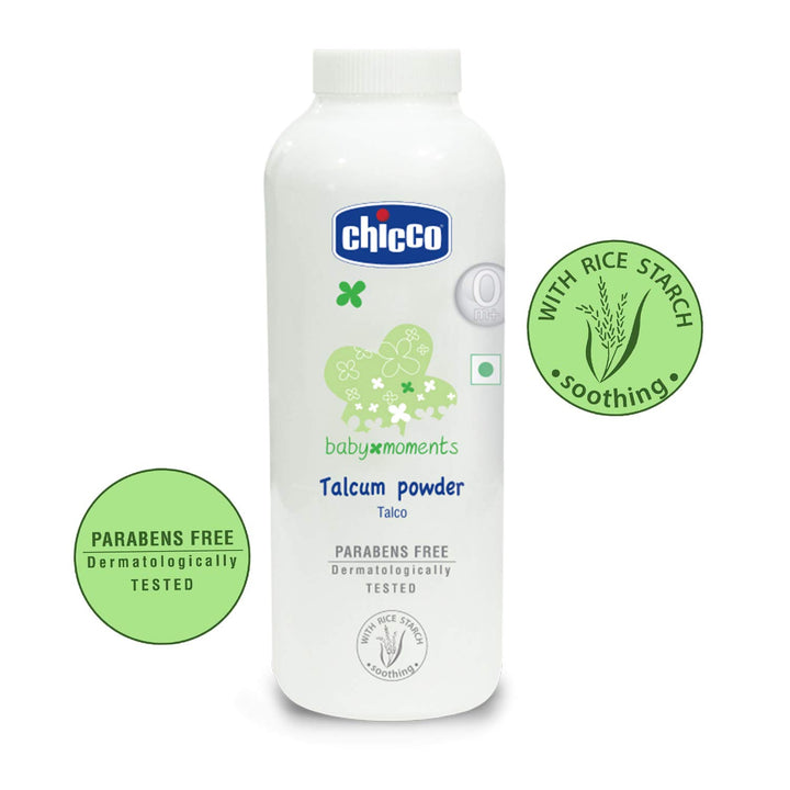 Chicco Baby Moments Talcum Powder, Soothes & Moisturises Baby’s Skin, Vegetarian, Dermatologically tested, Paraben free, 0m+