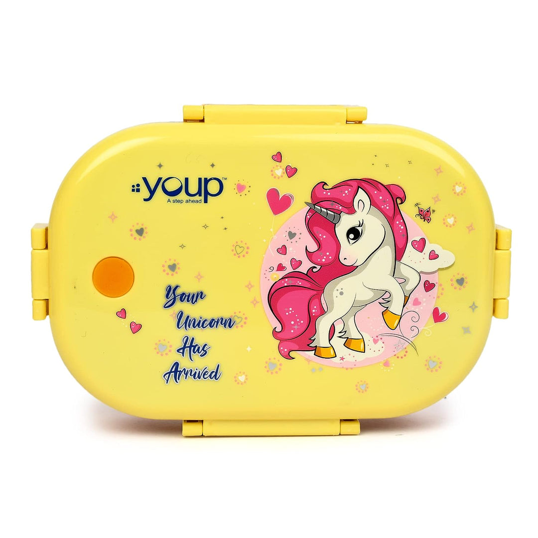 YOUP Stainless Steel Blue Color Unicorn Theme Kids Lunch Box Break TIME 700 ml
