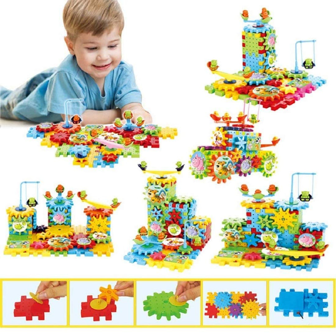 Gear & Building 81pcs Rotating Building Blocks with Gears for STEM Learning, Educational Building Blocks Toys for 5 Years Old Girls and Boys (Gear Building Blocks)