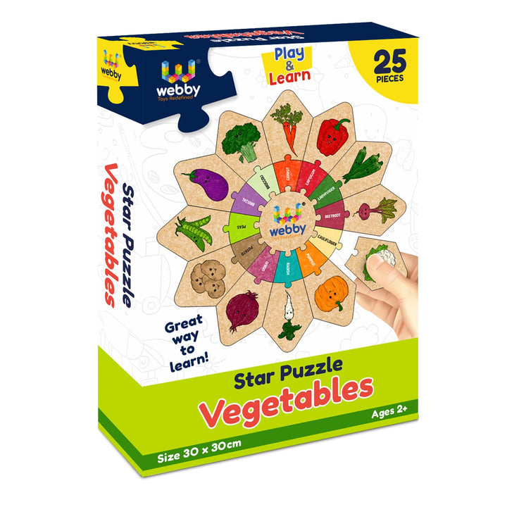 Webby Vegetables - Star Jigsaw Puzzle, Montessori Early Educational Pre School Puzzle Toy for 2+ Years Kid (25 Pcs)