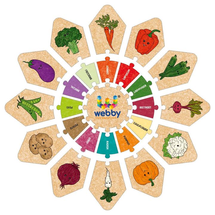 Webby Vegetables - Star Jigsaw Puzzle, Montessori Early Educational