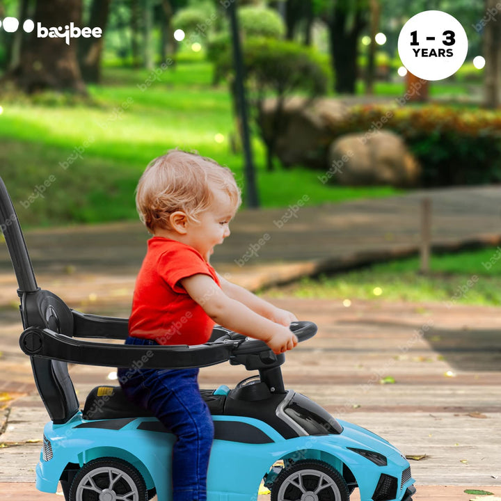 2 in 1 Baby Ride On Car for Kids,Push Car for Kids with Music & High Backrest