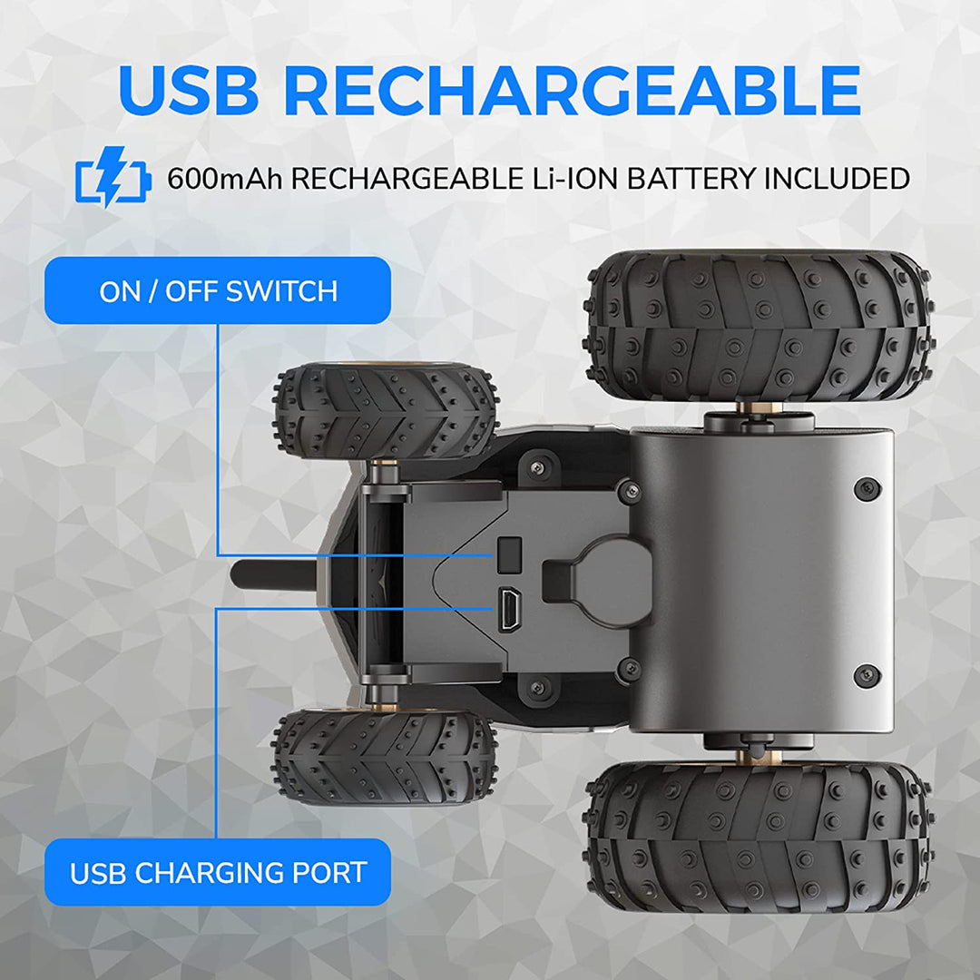 USB Rechargeable Remote Control Stunt Toy Car| Stunt 360 Rotating Rolling RC Car Gift for Boys and Girls Kids