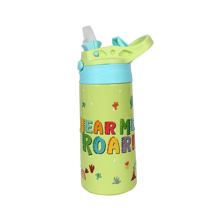 Youp Stainless Steel Insulated Blue Color Space Theme Kids Anti-dust Sipper Bottle Tinkler - 400 ml