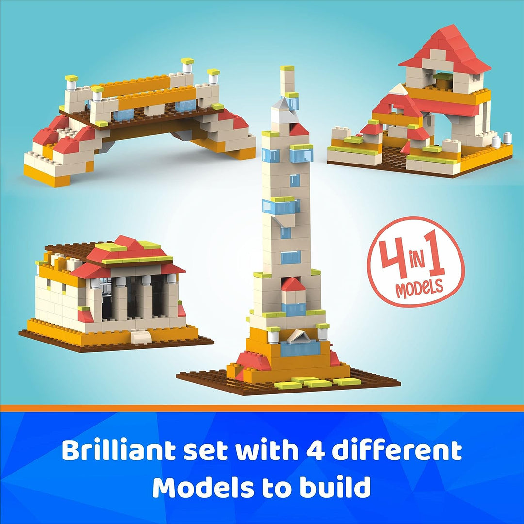 Webby 4 In 1 Young Designer Abs Blocks Kit, Tower,Building, Bridge, Architecture Construction Play Set, Fun Creative Toy Set For 5+ Years Kid (161 Pcs), Multi color