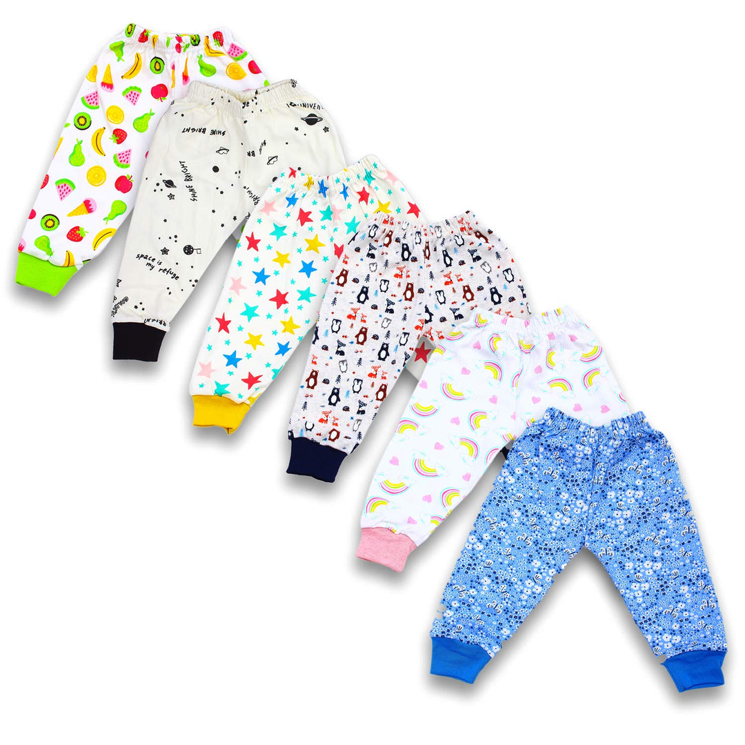 Baby Cotton Pyjamas Pant Bottom Rib-Pack of 3 Assorted Colours & Prints May Vary Sleep Pants-Pyjama for Boys and Girls-Night Wear Pajama Combo Pack (6month-9month)