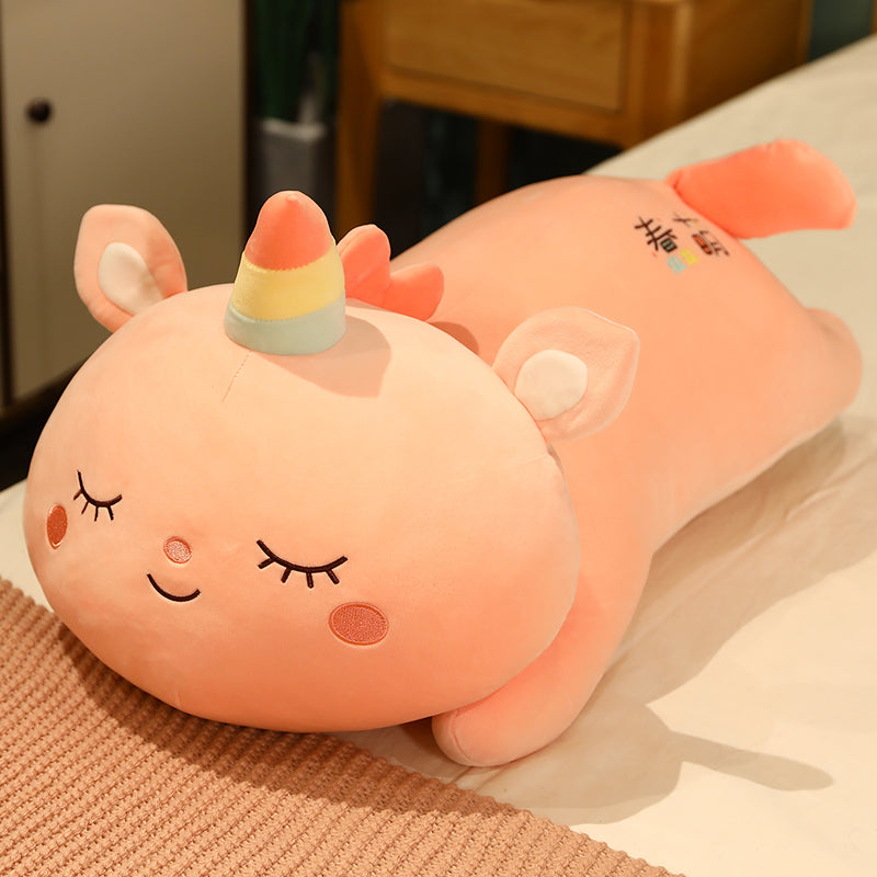 Smile Cone Pig Stuff Toy Doll Lying Unicorn Soft Plush Toys for Girls Babies Gift - 45 cm  (Pink)